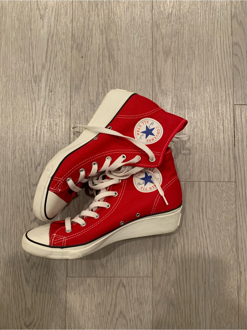 Converse Red High-Top Platform Sneakers